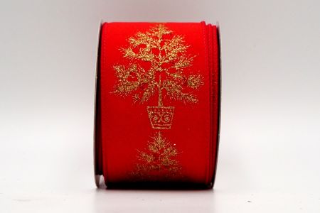 Κόκκινη Σατέν Χριστουγεννιάτικο Δέντρο σε Γλάστρα Κορδέλα_KF7464GC-7-7