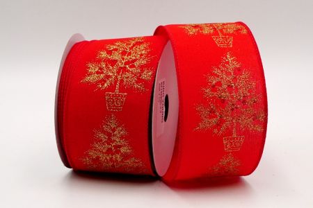 Червона шовкова різдвяна ялинка в горщику стрічка_KF7464GC-7-7