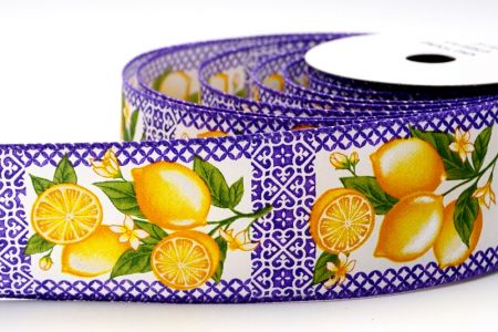 Ruban citron d'été frais à carreaux violets_KF7502GC-34-34