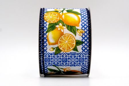 Ruban citron jaune frais à carreaux bleus_KF7502GC-4-4