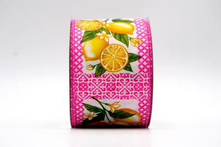 Ruban citron jaune frais à carreaux rose vif_KF7502GC-40-218