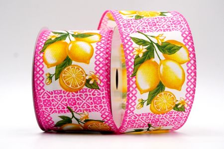 Cuadros rosa fuerte Cinta amarilla fresca de limón_KF7502GC-40-218