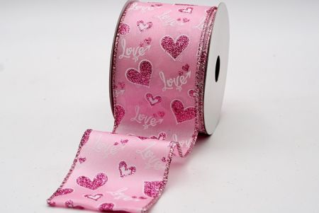 Pink Satin Glitter Hearts Ribbon_KF7523GM-5