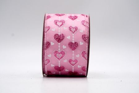 Розовые атласные ленты с блестками и сердца_KF7539GC-5-5