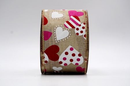 Natural Red/White Hearts Cute Style Ribbon_KF7542GC-13-183