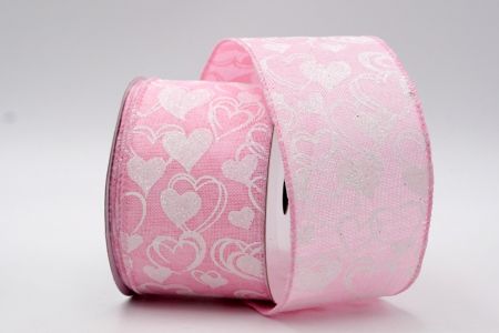 Светло-розовая лента с белыми сердцами для Дня Святого Валентина_KF7546GC-5-5