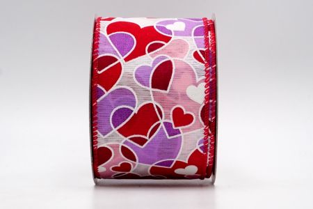 Червона/рожева/фіолетова стрічка з принтом сердець_KF7553GC-5-7