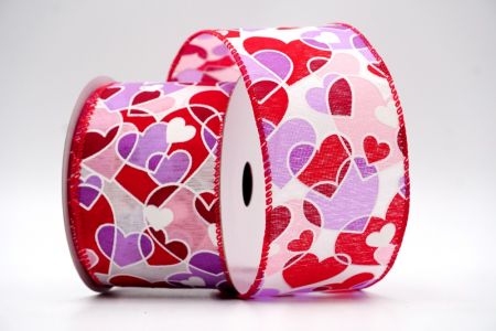 Ruban imprimé avec des cœurs rouges/rose/violets_KF7553GC-5-7