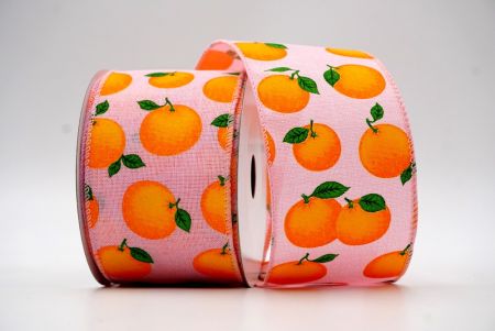 شريط برتقالي تانجرين ربيعي فاتح من الساتان الوردي الفاتح_KF7560GC-5-5