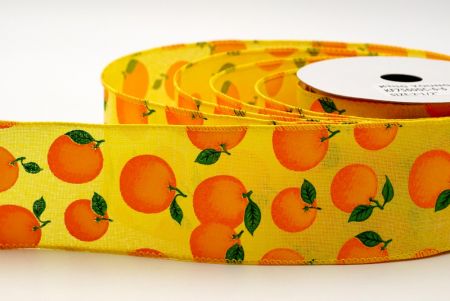 Żółta tkanina wiosenna pomarańczowa mandarynka wstążka_KF7560GC-6-6