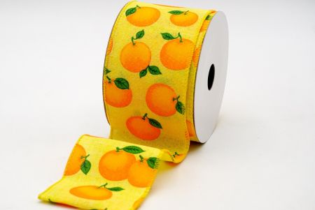 Żółta tkanina wiosenna pomarańczowa mandarynka wstążka_KF7560GC-6-6