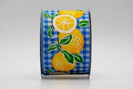 Ruban jaune citron frais à carreaux bleus_KF7570GC-4-216
