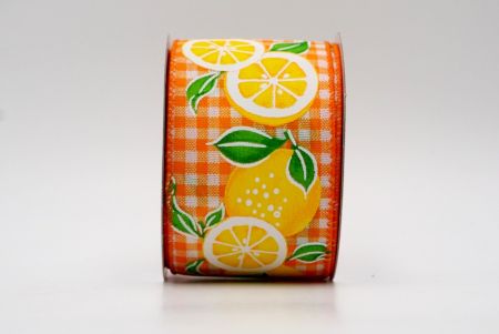 Nastro a quadri arancione fresco a fette di limone succoso Ribbon_KF7570GC-41-41