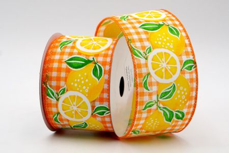 Nastro a quadri arancione fresco a fette di limone succoso Ribbon_KF7570GC-41-41