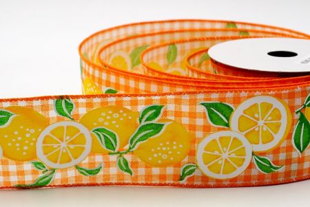 Cinta de limón jugoso recién cortado a cuadros naranjas KF7570GC-41-41