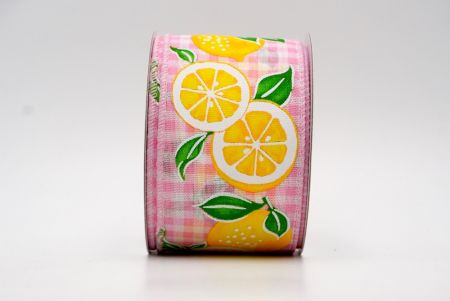 Розовая клетчатая свежая нарезанная сочная лента из лимона_KF7570GC-5-5