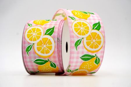 Cinta de limón jugoso recién cortado a cuadros rosados ​​KF7570GC-5-5
