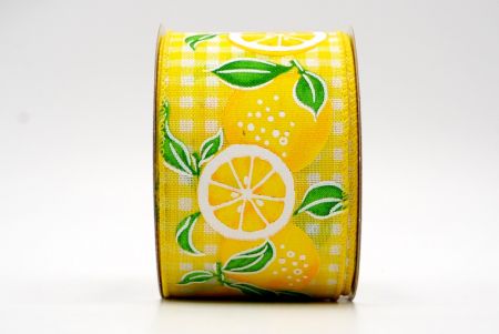 Nastro a quadri giallo fresco a fette di limone succoso Ribbon_KF7570GC-6-6