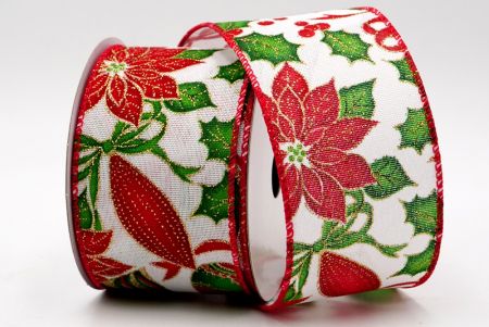 White - Christmas Balls and Holiday Poinsettia Wired Ribbon_KF1516GC-1-7