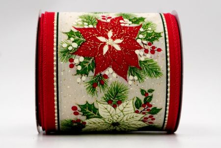 White - Yew and Holiday Poinsettia Wired Ribbon_KF7578GC-2-7
