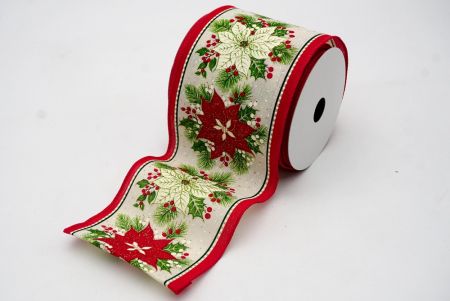 White - Yew and Holiday Poinsettia Wired Ribbon_KF7578GC-2-7