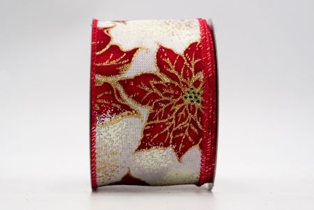 Weiß - glitzerndes Weihnachtsstern-Geschenkband mit Draht_KF7580GC-1-7