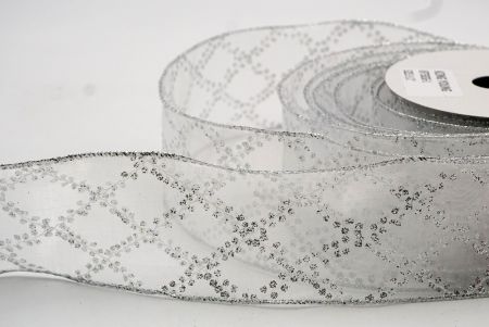 Weiß und Silber Blütenkreuz diagonales glitzerndes Blütenband_KF7583G-1