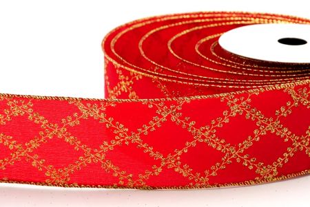 Red and Gold Blossom Cross Diagonal Glitterry Blossom_KF7584G-7G