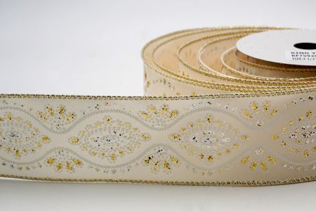 Кремовая и золотая кромка винтажной блестящей ленты_KF7592GV-2