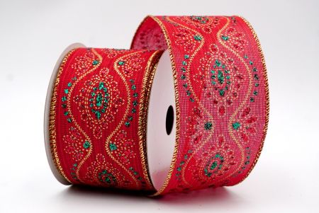 Red and Gold Edge Vintage Glittery Ribbon_KF7597G-7