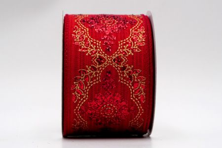 Ruban scintillant vintage rouge - feuillu_KF7600GC-7-169