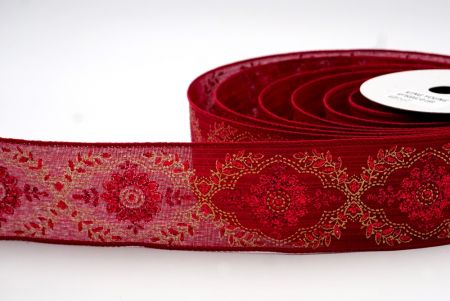 Ruban scintillant vintage rouge foncé - feuillu_KF7600GC-8-169