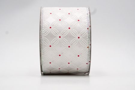 Fita de Glitter com Design de Flores Cruzadas Diagonais em Branco e Vermelho_KF7602GN-1