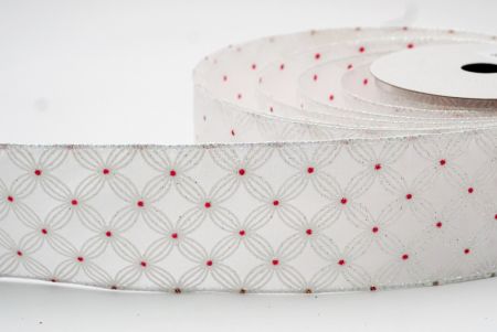 Fita de Glitter com Design de Flores Cruzadas Diagonais em Branco e Vermelho_KF7602GN-1