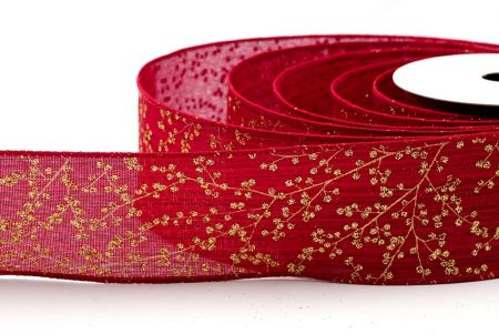 Red and Gold Blooming Cherry Blossom Tree-like Ribbon_KF7608GC-169