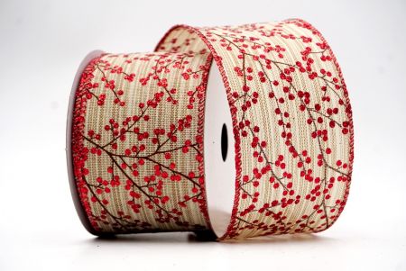 Brown and Red Blooming Cherry Blossom Tree-like Ribbon_KF7611GR-13