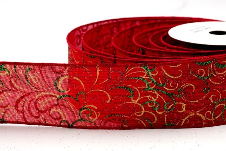 Light Red and Red, Green,Gold Beautiful Fireworks Splash Ribbon_KF7622GC-7-169