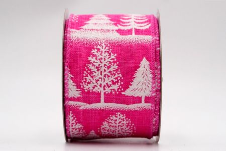 Nastro con alberi di pino rosa acceso - bianco_KF7623GC-40-218