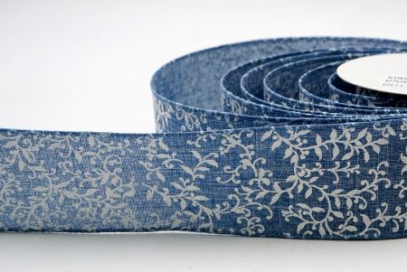 Cinta de diseño de hojas de tejo de arpillera azul_KF7626GC-4-226