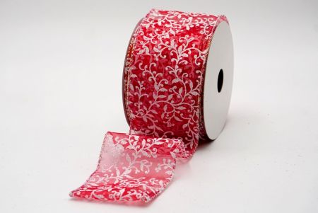 Red Sheer Yew Leaves Design Ribbon_KF7627GN-7