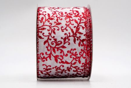 Cinta de diseño de hojas de tejo blanco y rojo_KF7628GR-1