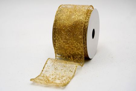 चमकदार सोने की पारदर्शी यू लीव्स डिज़ाइन रिबन_KF7629G-2