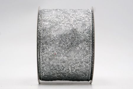 Срібна прозора стрічка з дизайном листя іви_KF7630G-1