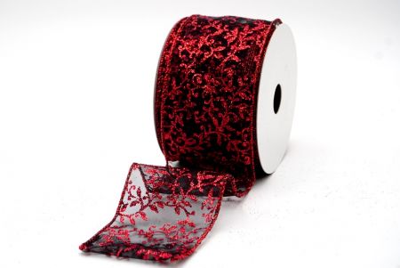 Cinta de diseño de hojas de tejo negro y rojo_KF7631GR-53