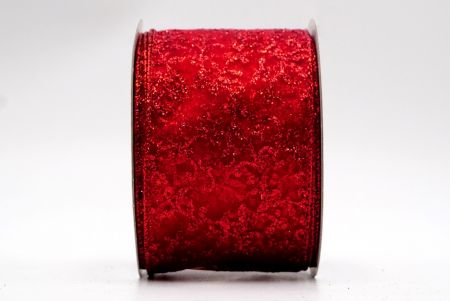Яскраво-червона прозора стрічка з дизайном листя іви_KF7631GR-7