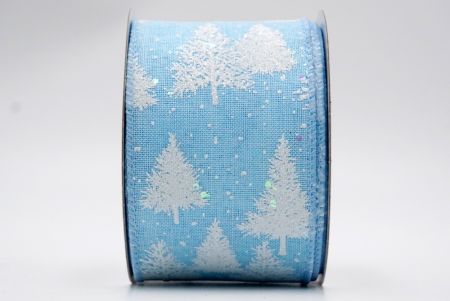 أشجار صنوبر مغطاة بالثلج البوليستر الأزرق الفاتح المزيف المتلألئ_KF7637GC-12-216