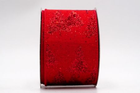 Rote Kunst-Burlap Schneebedeckte Glitzernde Kiefernbäume_KF7638GC-7-7