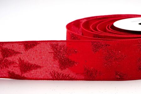 Sapins de pin en toile de jute rouge avec fausse neige et paillettes_KF7638GC-7-7