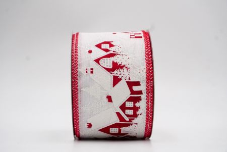 White and Red WiredChristmas Snow House Ribbon_KF7642GC-1N-7