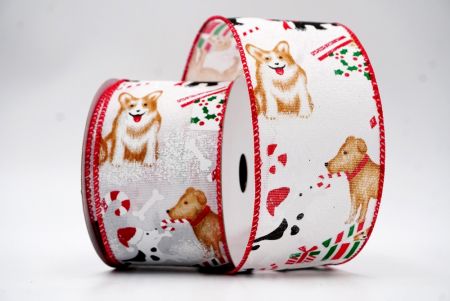 Белая рождественская проволочная лента с животным дизайном_KF7647GC-1-7